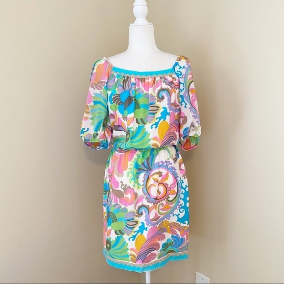 Trina Turk 100% Silk Floral Paisley Colorful Dress - 4 - Picture 1 of 14